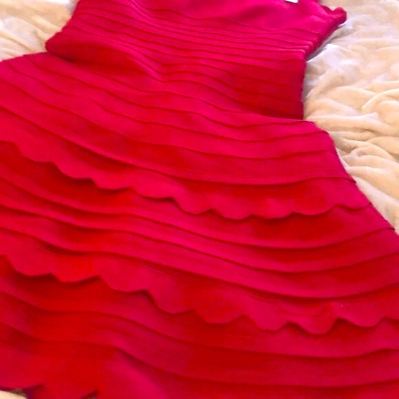 Bloomingdales Brand NWT Aqua Flat Knit Red Sleeveless Fitted Dress Size XS - Picture 3 of 8